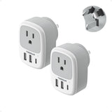 2 Pack New Zealand Power Adapter, TESSAN US to Australia Plug Adapter with 1 Electrical Outlet 3 USB Ports (1 USB C), Type I Tra