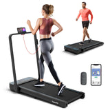 Goplus 2 in 1 Folding Treadmill, 300 LBS Capacity Walking Pad with Handle Bar, Under Desk Treadmill with Remote & APP Control an