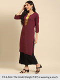 Rangita Maroon Cotton Knee Length Solid Straight Kurti For Women | Kurta For Women_M