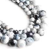 Yochus 60pcs Round Loose White Fire Agate Beads for Bracelet Beads