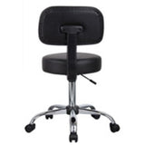 Boss Office Products Be Well Medical Spa Stool With Back In Vinyl, Black