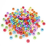 200+ Pieces 4x7mm Colorful Round Number Letter Beads 0-9 Mixed Plastic Shape Loose Beads for Jewelry Making Bracelets Necklaces 