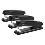 Amazon Basics Desktop Stapler with 1000 Staples, Office Stapler, Lightweight, Easy to Use, 25 Sheet Capacity, Non-Slip, Black, 3