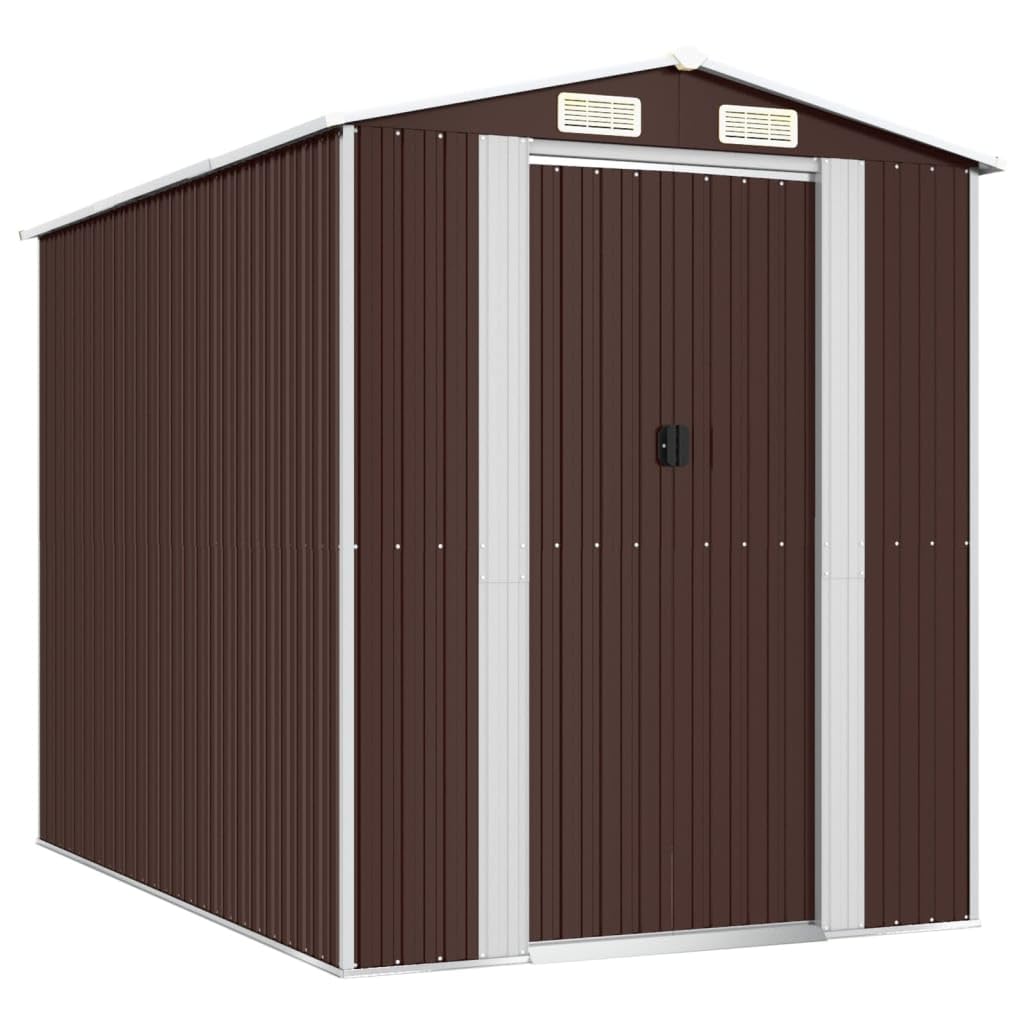 'Vidaxl Galvanized Steel Garden Shed - Durable, Spacious Outdoor Storage Solution For Garden Tools And Equipment - Ventilated, Easy Access