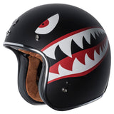 TORC T50 Route 66 3/4 Helmet with 'Flying Tiger' Graphic (Flat Black, Small)