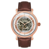 Timex Automatic Watch For Man With Silver Round Dial & Brown Leather Strap Band Water Resistant Men'S Wrist Watches - Tweg16715