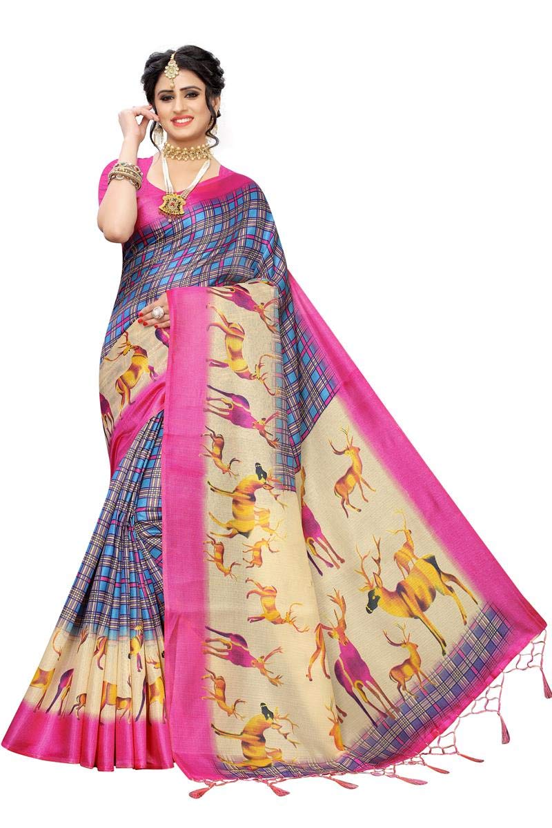Anni Designer Women'S Pink Color Art Silk Saree (Jungle Pink_Free Size),Pink,Free