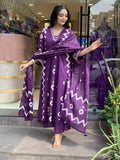 Gosriki Women'S Rayon Viscose Printed Anarkali Kurta With Palazzo & Dupatta (Chakrika Purple-Gs_Xxl_Purple_Xx-Large),Purple,2,B0DS19LQFS