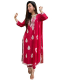 Anni Designer Women'S Rayon Blend Straight Embroidered Kurta With Pant & Dupatta (Sabya Pink_L_Pink_Large),Pink,L