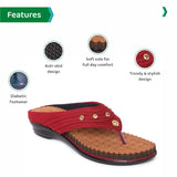 Ortho Joy Fancy Doctor Slippers | Comfortable Sandals For Women Stylish,Maroon,3,B09VLH6YBZ