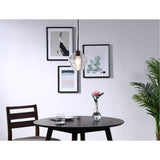 Living District Gene 1-Light Mid-Century Metal Pendant In Black And Clear Glass