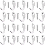 HANFUGA 20Pcs Small J Hook White 304 Stainless Steel Wall Mounted Mini Hook Hanger for Towel, Picture, Mirror, Key Chain, with S