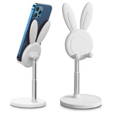 OATSBASF Cute Cell Phone Stand, Adjustable Bunny Phone Stand for Desk, Thick Case Friendly Holder Compatible with iPhone, Kindle