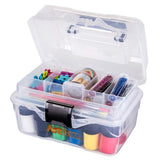 ArtBin 6890AG Small Project Box, Portable Art & Craft Organizer with LiftOut Tray, [1] Plastic Storage Case, Clear