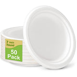 GREENESAGE Small Paper Plates 100 Pack, 7 inch Paper Plates Disposable, 100% Compostable Eco Friendly Plates, Small Dessert Plat