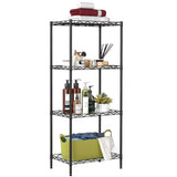 BestOffice | 4-Tier Wire Storage Shelves | 12D x 18W x 44H | Black | with Adjustable Racks PP Liners | Compact Metal Shelf, Hold