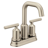 Moen Gibson Brushed Nickel TwoHandle Centerset High Arc Modern Bathroom Faucet with Drain Assembly, 6150BN