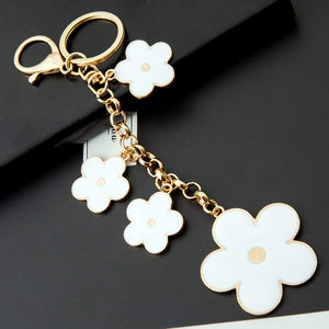 Giftale Women's Flower Bag Charms White Enameled Keychain Purse Accessories,#526-1D