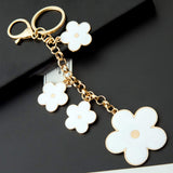 Giftale Women's Flower Bag Charms White Enameled Keychain Purse Accessories,#526-1D