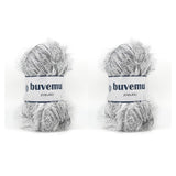 Buvemu Eyelash Fun Fur Yarn 100 Gram (3.53 Ounces) 175 Yards (160 Meters) (White Black - 2 Skeins)