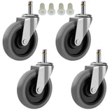 RILIDRI 4-Inch Swivel Stem Caster for Rubbermaid Mop Bucket Utility Cart, 7/16-Inch Stem Diameter Rubber Wheel Set of 4, Heavy D