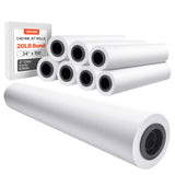 VEVOR Wide Format Paper, 24 in x 150 ft Plotter Roll, 8 Rolls CAD Bond Rolls with 2 in Core, 20 LB Bond Paper Rolls, Ideal for C
