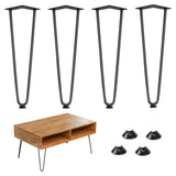 Genius Iron Hairpin Table Legs 12 inch, 3/8 Solid Metal Steel Firm Welding Home DIY for Coffee Table, Side Table with Rubber Flo