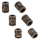 UNICRAFTALE 6Pcs 3 Styles Paracord Bead Stainless Steel European Beads Large Hole Beads Spacer Beads Column Beads with Bear Paw 