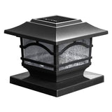Maxsa 41671 (2 Pack) Premium Metal and Glass Solar Powered Post Cap and Deck Railing Lights for 4x4 5x5 6x6 inch Posts, Warm Whi