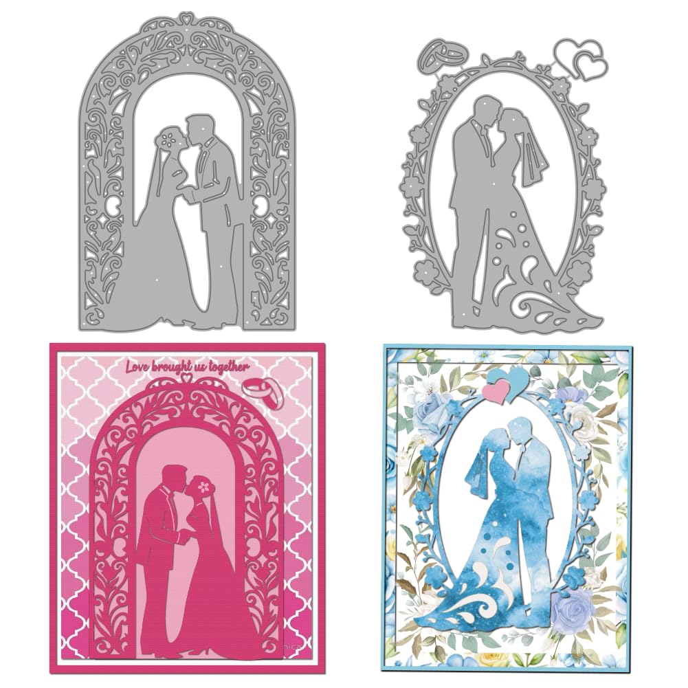 MAYJOYDIY Wedding Couple Metal Cutting Dies Romantic Groom Bride Die Cuts Wedding Invitation Letter Embossing Template Carbon St