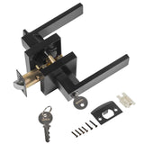 VEVOR Black Entry Lever Door Handle, 1 Pack Entry Knob, Lock and Key Locking Lever Set, Contemporary Square Door Lever, Reversib