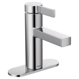 Moen Beric Chrome Modern OneHandle Single Hole Bathroom Faucet with Drain Assembly and Optional Deckplate for your Bath Sink, 8