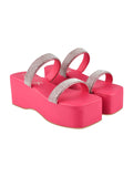 Shoetopia Women & Girls Retro Style Platform Heels/P-3/Pink/Uk8,Pink,8,B0BRBC8459