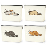 DETIGER 4 PCs Cat Lover Gifts Makeup Bag Cat Gifts Cosmetic Bag, Cat Mom Gifts Cat Themed Gifts for Women Sisters Daughter Frien
