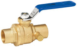 Homewerks 11943434 NoLead Full Port Ball Valve with Drain with 1/4Turn x Solder, Brass, 3/4Inch, 0.75Inch, No Color