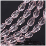 120pcs Czech 12mm Faceted Teardrop Crystal Glass Beads Light Rose Pink