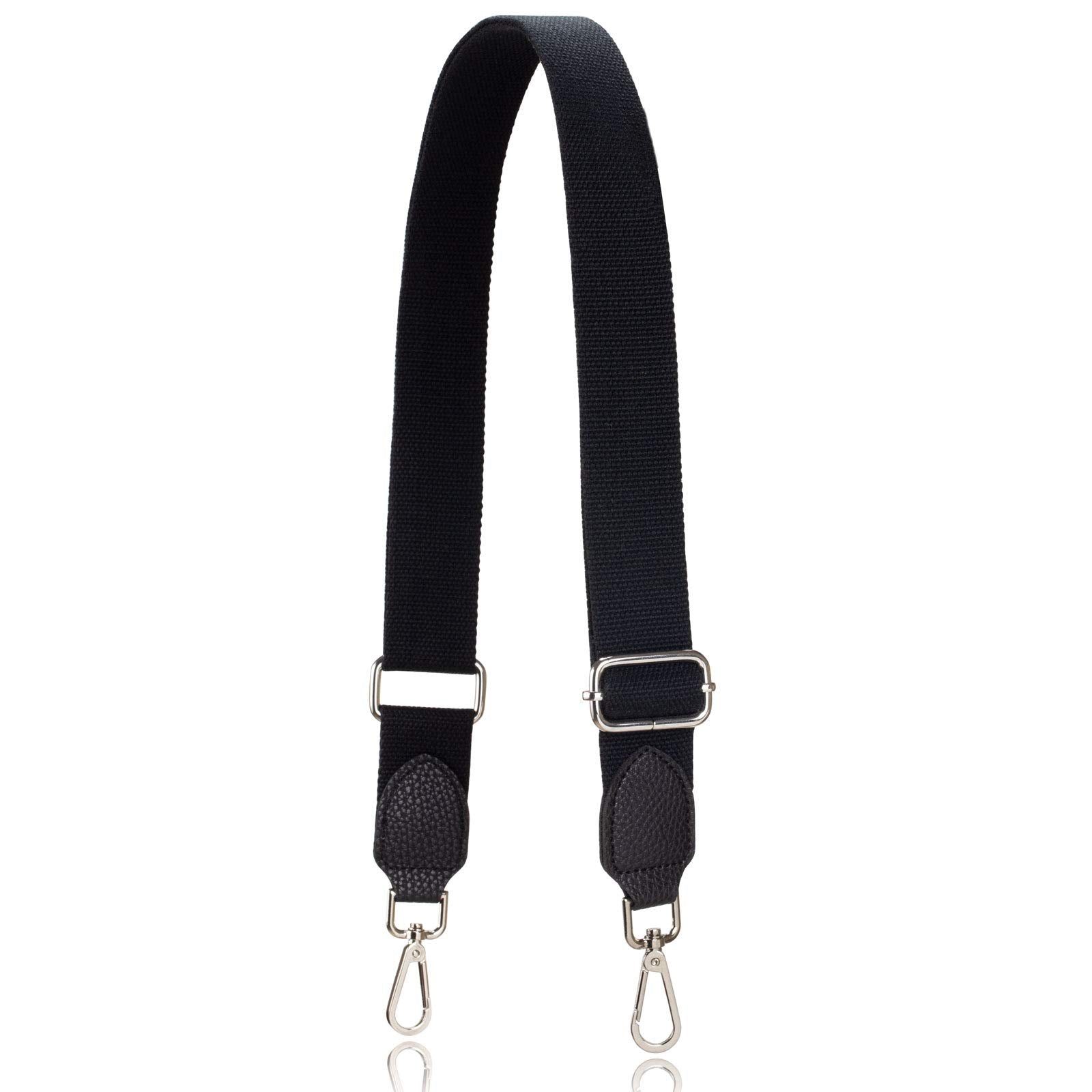 Allzedream Purse Straps Replacement Crossbody Bags Handbag Wide Canvas Leather Adjustable (Black, Silver Hardware)