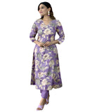 Anni Designer Women'S Cotton Blend Straight Printed Kurta With Pant (Dhun Lavender_M_Lavender_Medium),Lavender,M