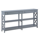 Convenience Concepts Oxford 2-Drawer Console Table with Shelves, 60, Gray