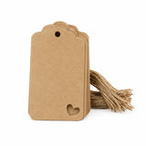 Prsthaa Premium Kraft Paper Gift Labels, 200 Pcs, DoubleSided, with Natural Jute Twine, for Wedding, Christmas, Thanksgiving