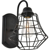 Living District Candor 1-Light Mid-Century Metal Wall Sconce In Black