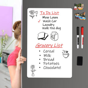 ANLIOTE Magnetic Dry Erase Board Fridge White Board Sheet 20x13, Flexible Refrigerator Magnets Whiteboard Planner for Home Kit