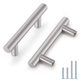 Probrico 12 Pack Brushed Nickel Cabinet Cupboard Pulls 2-1/2 Hole Centers, European T Bar Kitchen Cabine Handle Dresser Knobs Pu