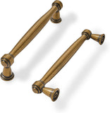 khtumeware 2 Pack 3-1/2 Inch(89mm) Antique Brass Cabinet Pulls Soild Vintage Brass Kitchen Cabinet Handles Aged Gold Kitchen Cab