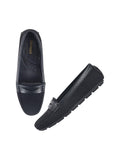 Shoetopia Upper Suede Detailed Black Loafers For Women & Girls /Eu38,Black,5,B0DWFNYH96