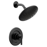 Moen Gibson Matte Black Pressure Balancing Modern Shower Trim with Wide EcoPerformance Rain Shower Head and Shower Lever Handle