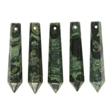 50mm Natural Kambaba Jasper Hexagonal Wand Jewelry Making Crystal Pointed Chakra Reiki Healing Beads 2mm Hole Drilled(Pack of 5)