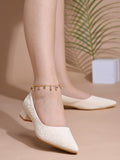 Shoetopia Embellished Shimmery Cream Pumps For Women & Girls. /Eu38,Cream,5,B0DFVH6PZF