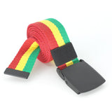 Rasta Jamaican Rgy Canvas Belt With Styilish Buckle, Black, One Size