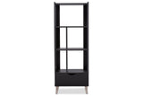 Baxton Studio Kalien Modern & Contemporary Wood Leaning Bookcase With Display Shelves & One Drawer, Dark Brown